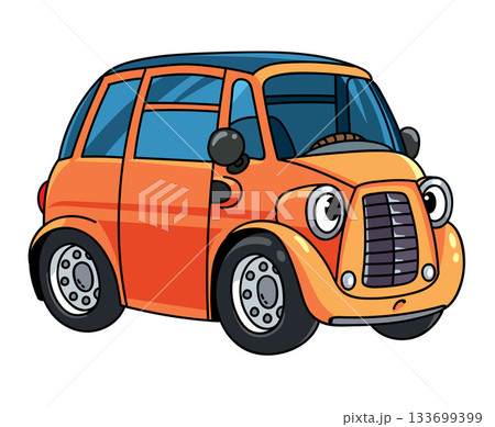 Small retro car with eyes. 133699399
