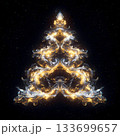 Abstract Christmas Tree Smoke: Glowing Gold Flame on Dark Background Abstract Christmas Tree Smoke: Glowing Gold Flame on Dark Background 133699657