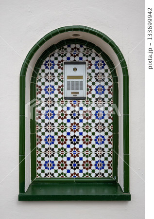 Home phone with azulejos, Tenerife, Canary Islands, Spain 133699942