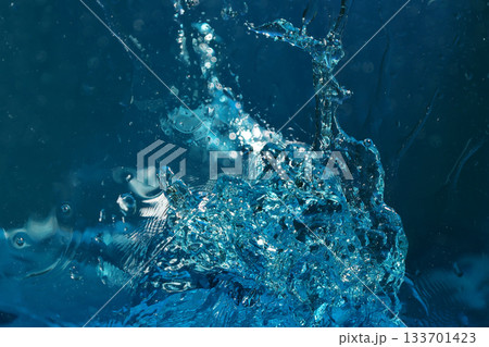 ダークブルー背景の水しぶき ダークブルー背景の水しぶき 133701423
