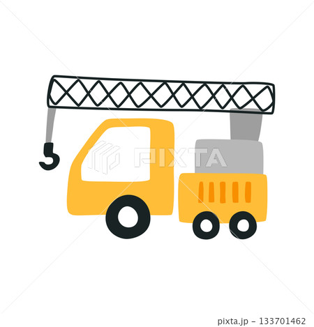 Mobile Crane Icon in Flat Style 133701462