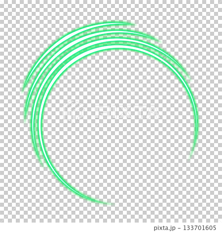 Green circle swirl frame on transparent background 133701605