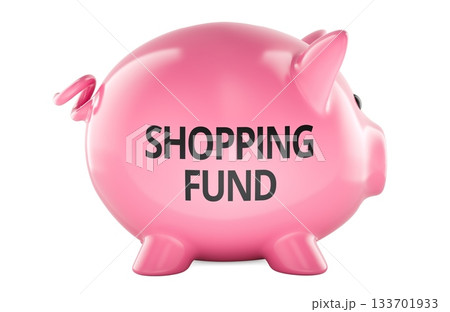 Shopping fund, pink piggy bank. 3D rendering 133701933