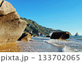 Picturesque sea beach with big stones near Agios Gordios, Corfu island, Greece. 133702065