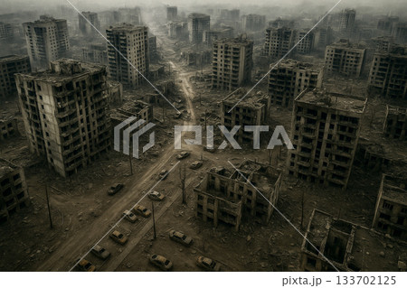 Aerial Abandoned Cityscape Aerial Abandoned Cityscape 133702125