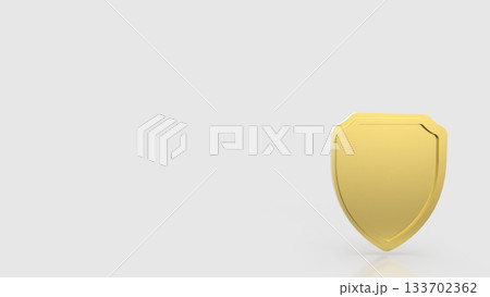 Golden Security Shield Protection Symbol 3d render. 133702362