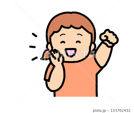 応援する　茶髪の女の子 133702432