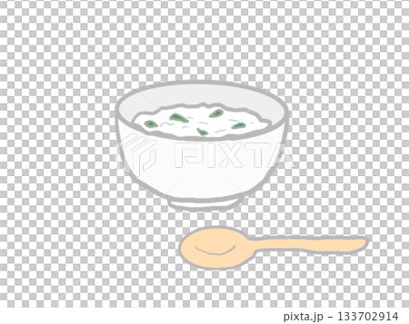 用七種春季草藥熬煮的米粥，盛於碗中 133702914