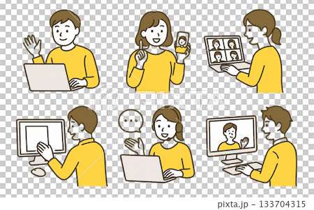 リモートワークをする男性 女性 133704315