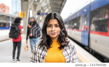 休日の駅前で人を待つ大学生 休日の駅前で人を待つ大学生 133704500