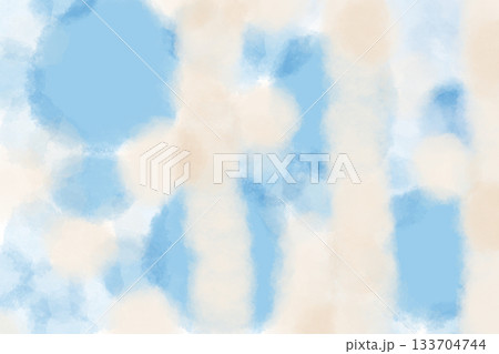 イラスト素材：水色の背景に淡いピンクの線と丸柄（横） 133704744