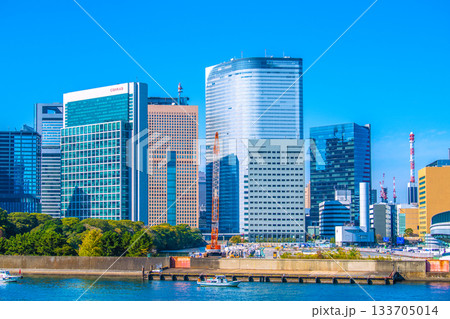 日本の東京都市景観 汐留のビル群や旧築地市場(6)仮設搬出入路及び荷揚げ桟橋上部工撤去工事などを望む 日本の東京都市景観 汐留のビル群や旧築地市場(6)仮設搬出入路及び荷揚げ桟橋上部工撤去工事などを望む 133705014