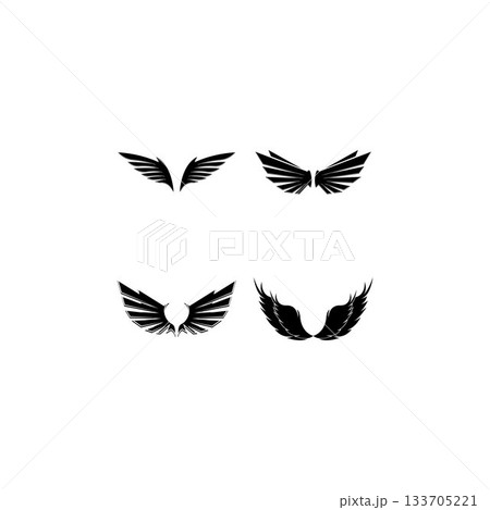 Wings black icons vector set. Modern minimalistic design. Wings black icons vector set. Modern minimalistic design. 133705221