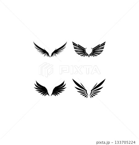 Wings black icons vector set. Modern minimalistic design. Wings black icons vector set. Modern minimalistic design. 133705224