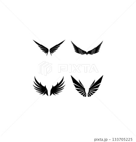 Wings black icons vector set. Modern minimalistic design. 133705225