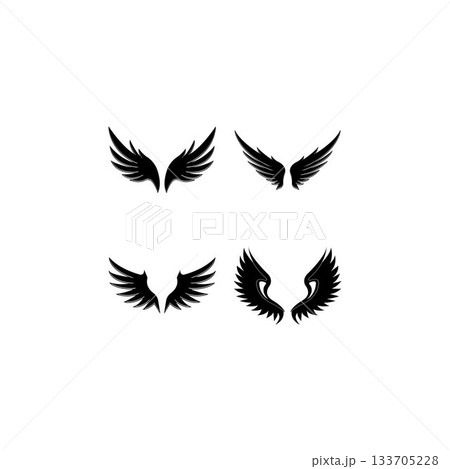 Wings black icons vector set. Modern minimalistic design. 133705228