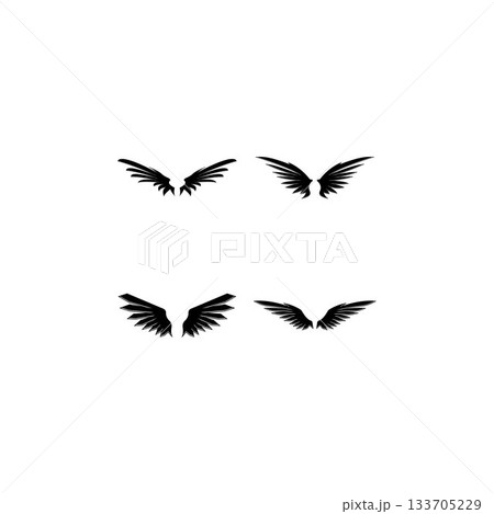 Wings black icons vector set. Modern minimalistic design. 133705229