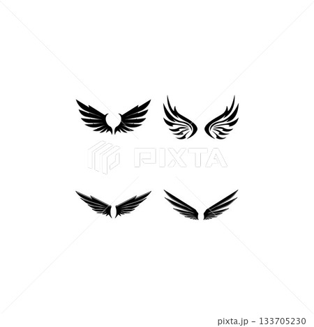 Wings black icons vector set. Modern minimalistic design. Wings black icons vector set. Modern minimalistic design. 133705230
