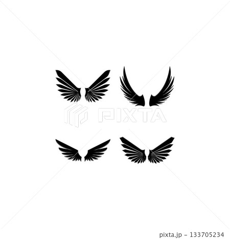Wings black icons vector set. Modern minimalistic design. Wings black icons vector set. Modern minimalistic design. 133705234