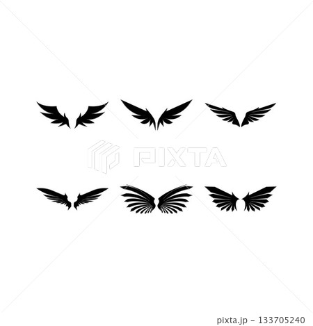 Wings black icons vector set. Modern minimalistic design. 133705240