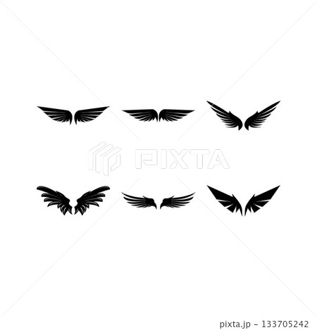 Wings black icons vector set. Modern minimalistic design. 133705242