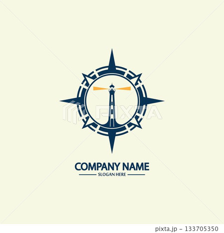 Compass and lighthouse logo design template Compass and lighthouse logo design template 133705350