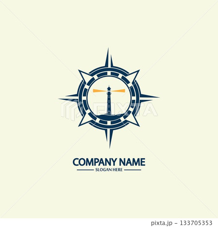 Compass and lighthouse logo design template Compass and lighthouse logo design template 133705353