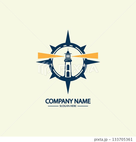 Compass and lighthouse logo design templateのイラスト素材 [133705361] - PIXTA