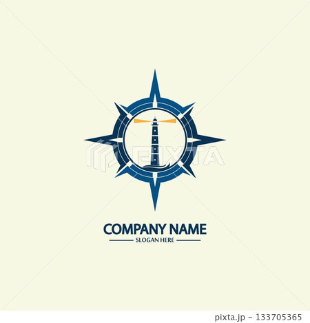 Compass and lighthouse logo design templateのイラスト素材 [133705365] - PIXTA