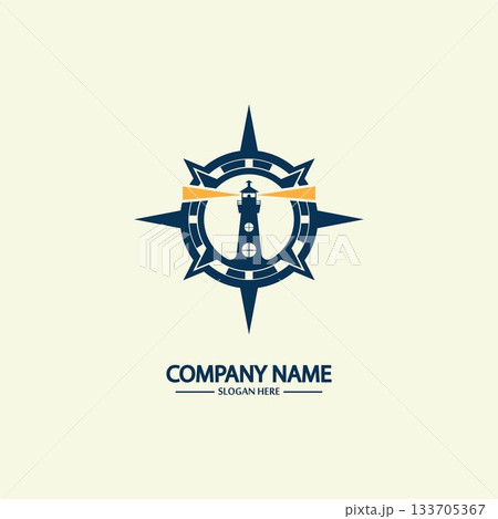 Compass and lighthouse logo design templateのイラスト素材 [133705367] - PIXTA