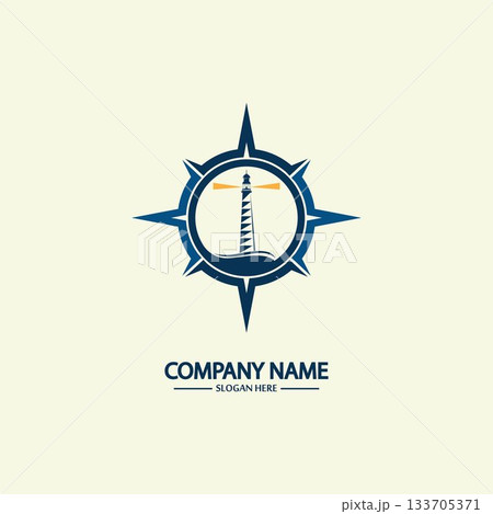 Compass and lighthouse logo design template 133705371