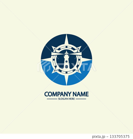 Compass and lighthouse logo design templateのイラスト素材 [133705375] - PIXTA