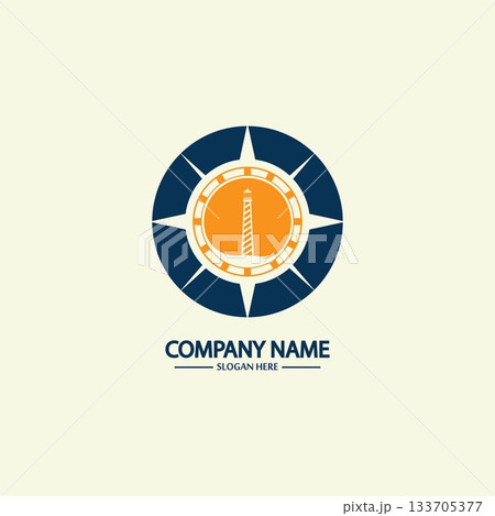 Compass and lighthouse logo design templateのイラスト素材 [133705377] - PIXTA