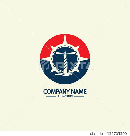 Compass and lighthouse logo design templateのイラスト素材 [133705390] - PIXTA