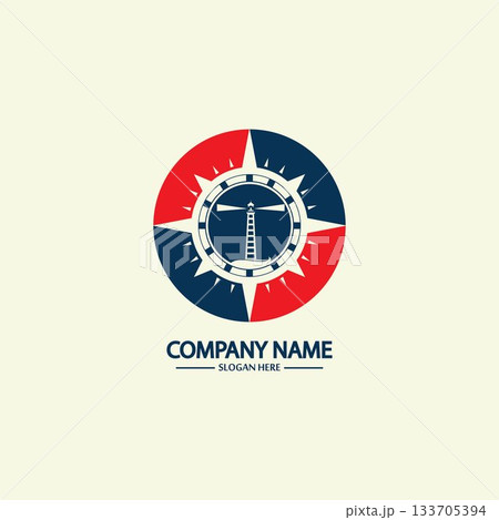 Compass and lighthouse logo design templateのイラスト素材 [133705394] - PIXTA