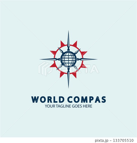 World Compass logo design, world logo concept, compass logo concept, earth icon, north, west, east and south direction, suitable for business and app logo or icon 133705510