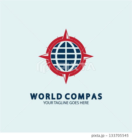 World Compass logo design, world logo concept, compass logo concept, earth icon, north, west, east and south direction, suitable for business and app logo or icon 133705545