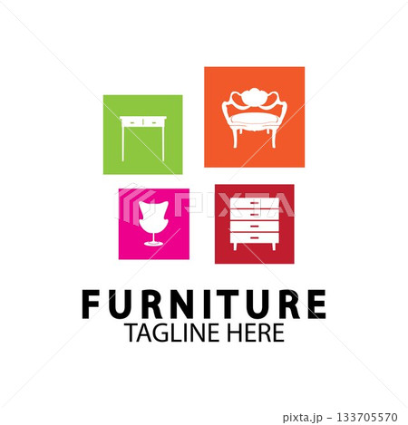 Abstract furniture logo design concept. Symbol and icon of chairs sofas tables and home furnishings. Abstract furniture logo design concept. Symbol and icon of chairs sofas tables and home furnishings. 133705570