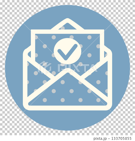 Email simple icon check mark blue polka dot Email simple icon check mark blue polka dot 133705855