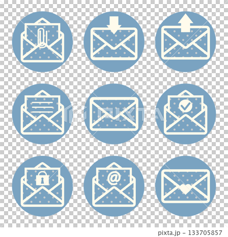 Mail simple icon set blue polka dots Mail simple icon set blue polka dots 133705857