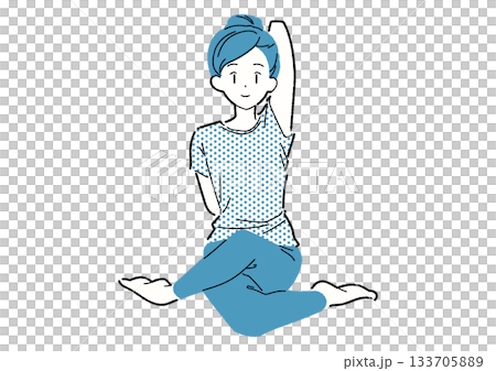 女子在瑜珈中伸展雙臂 女子在瑜珈中伸展雙臂 133705889