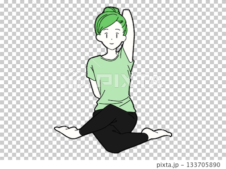 身穿瑜珈服的女子伸展雙臂 133705890