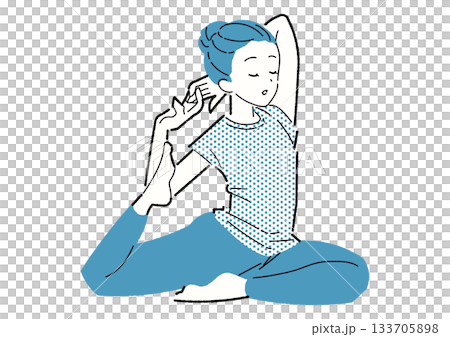 一位閉著眼睛的女子正在做瑜珈後彎式。 一位閉著眼睛的女子正在做瑜珈後彎式。 133705898