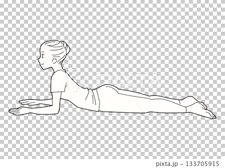 斯芬克斯式,女性做瑜伽,線畫 斯芬克斯式,女性做瑜伽,線畫 133705915