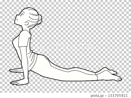 狗狗瑜珈女性線條畫 狗狗瑜珈女性線條畫 133705921