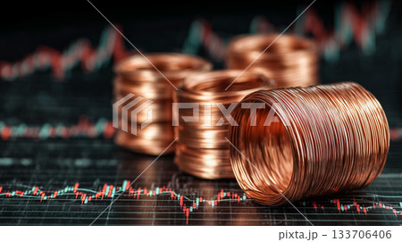 銅市場の動向：工業用コイルとデジタル商品チャート 133706406