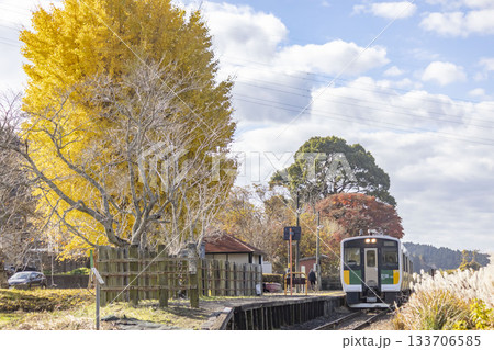 久留里線の平山駅のホームと線路 133706585