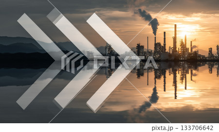 抽象的なビジネス戦略、工業風景と幾何学的な要素が統合 抽象的なビジネス戦略、工業風景と幾何学的な要素が統合 133706642