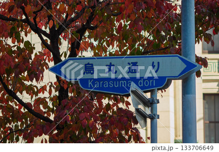 京都、烏丸通りの案内標識 133706649