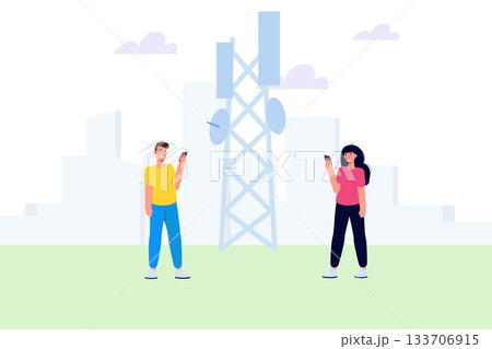 5G network wireless technology small characters concept. Vector illustration. 5G network wireless technology small characters concept. Vector illustration. 133706915